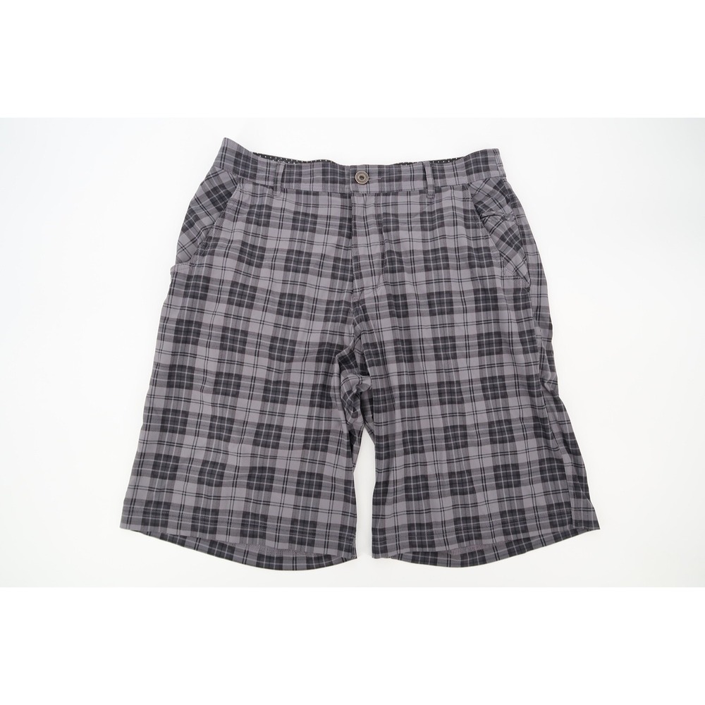 Lululemon Mens Kahuna Golf Shorts Gray Plaid Flat Front Size 34